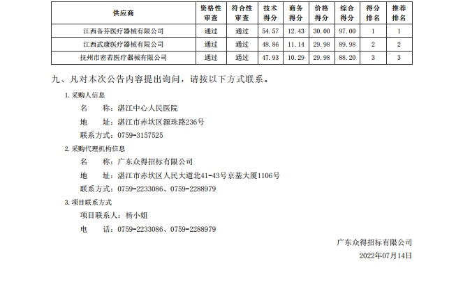 湛江中心人民醫(yī)院醫(yī)療設(shè)備采購項目【項目編號：ZDZJ22-Z18021】包2結(jié)果公告(圖2)